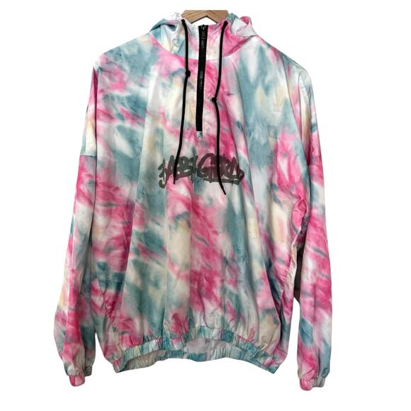 Rue 21 Baby Girl Pink Blue Tie Dye Quarter Zip Nylon Hoodie Size Extra Large - Picture 1 of 10